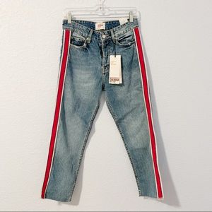 NWT Zara Authentic Denim by TRF Red Striped Jeans